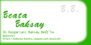 beata baksay business card